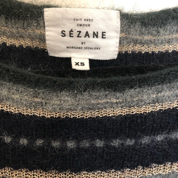 Sezane Kate Pullover in navy blue with stripes - Picture 4 of 7